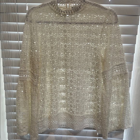 Pointelle Tops - Chic Cream Lace Blouse for Women